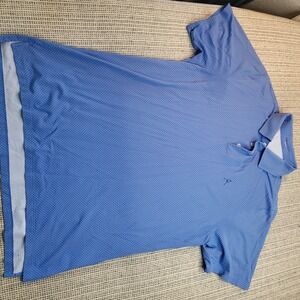 Draddy Sport Polo Shirt Mens Large Blue Polka Dot Golf Short Sleeve Casual